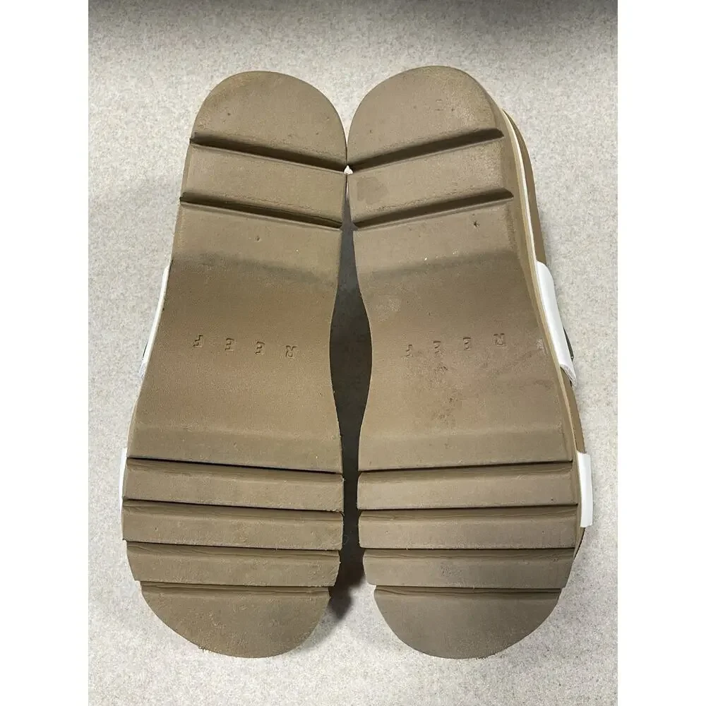 Reef Cushion Vista Hi Sandals White/Brown -Cork Women’s Size 7 -Summer Wear -EUC
